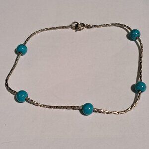 Turquoise and silver color bracelet